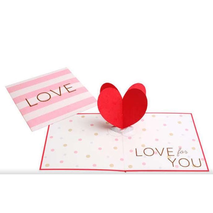 Simple Handmade 3d Popup Embossed Card Valentine's Heart Diy Gift