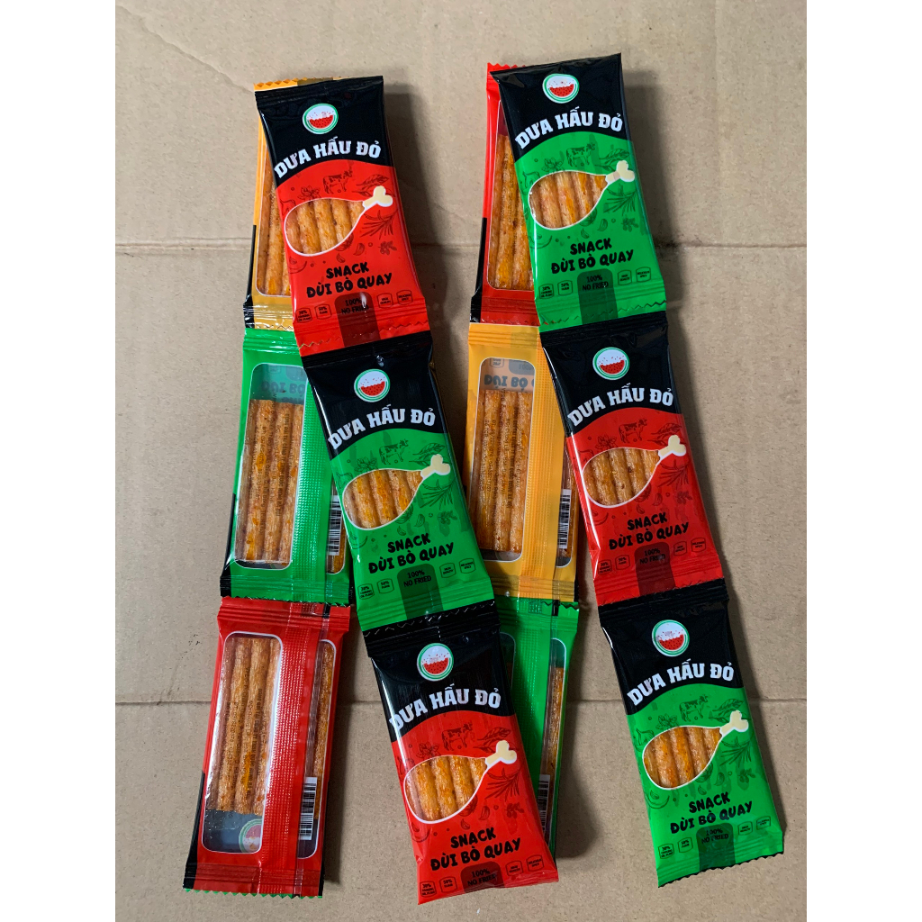 Bag of 60 Packets of Roasted Beef Thighs Spicy Snack Shredded with Red Watermelon Pieces, snacks, grilled spring rolls