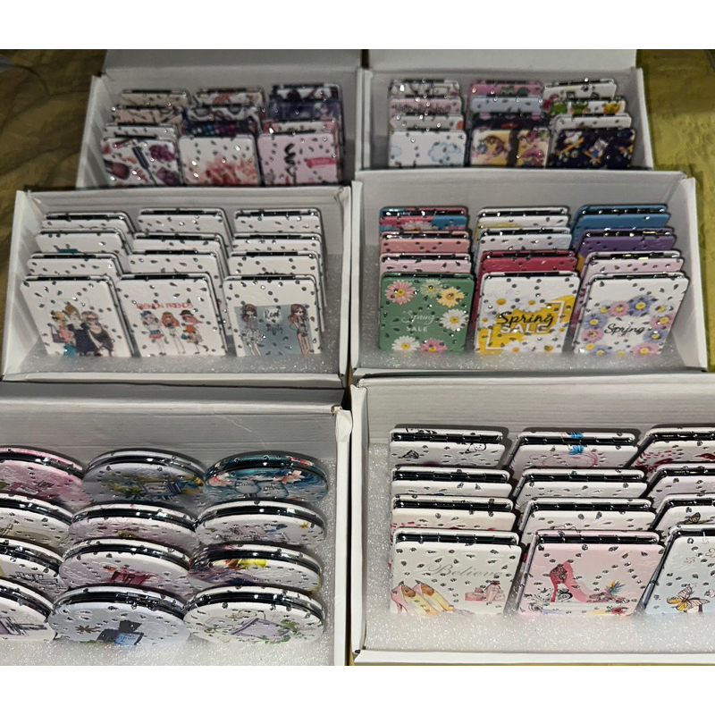 [NEW] mini mirror with sparkling stones folded on 2 sides - compact - convenient - pretty - durable and beautiful
