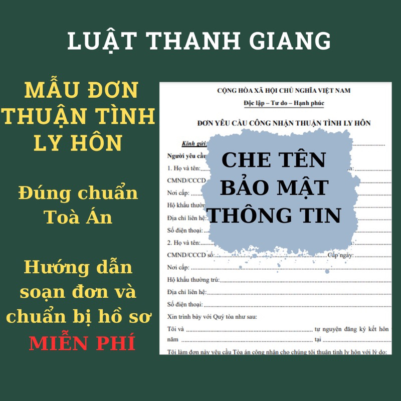 Set of 2 Latest Model of Thuan Tinh Divorce Forms Due to Lawyers Drafts Covering Product Name