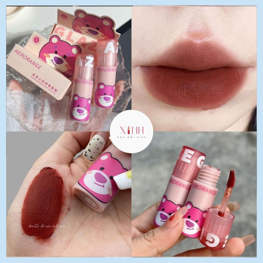 Herorange Genuine Cute Strawberry Bear Lipstick Soft Lips
