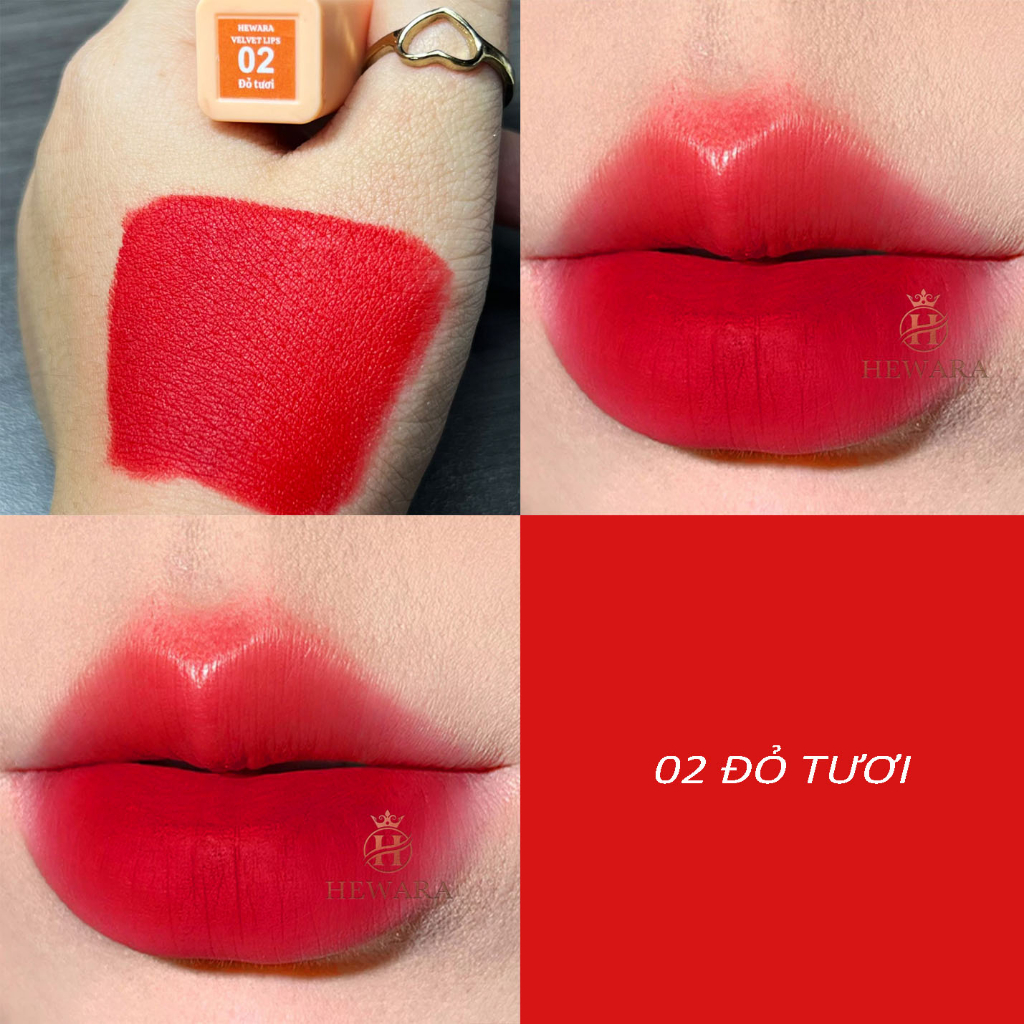 Matte Lipstick, Genuine Premium Lead-Free HEWARA Velvet Cream Bright Red