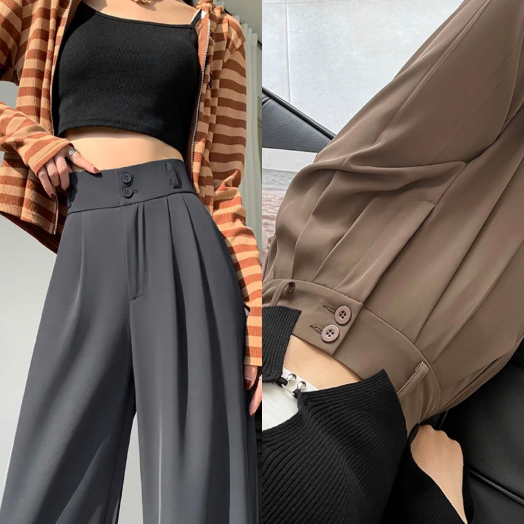 Culottes High Waist Straight Leg Pants 100cm Long 7cm Wide Waist 2 Super Beautiful Buttons Ma8888