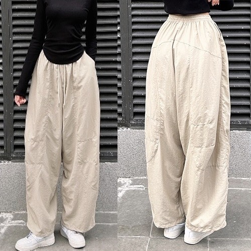 Vintage Loose Parachute Harem Pants, High Quality Japanese Easy-to-move-in Khaki Trousers Bigsize 90kg