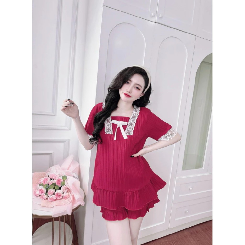Home Wear, Women's Pajama Set Shorts Foam Lining Material - Satin Bigsize 50-100kg Code DUI002