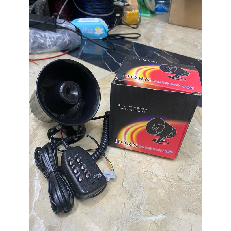 Super loud siren, warning horn, 6 alarm sounds, burglar alarm, 12V motorbike, car, truck installation horn kereta hon kereta kuat bunyi