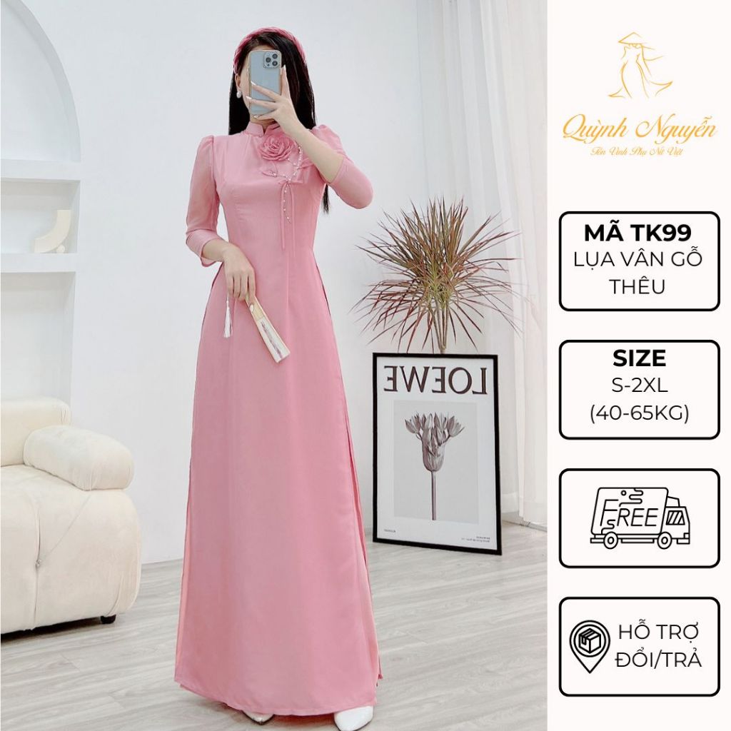 Innovative ao dai Ao Dai Quynh NGUYEN ao dai designed with puffed sleeves, youthful style, women's ao dai TK44