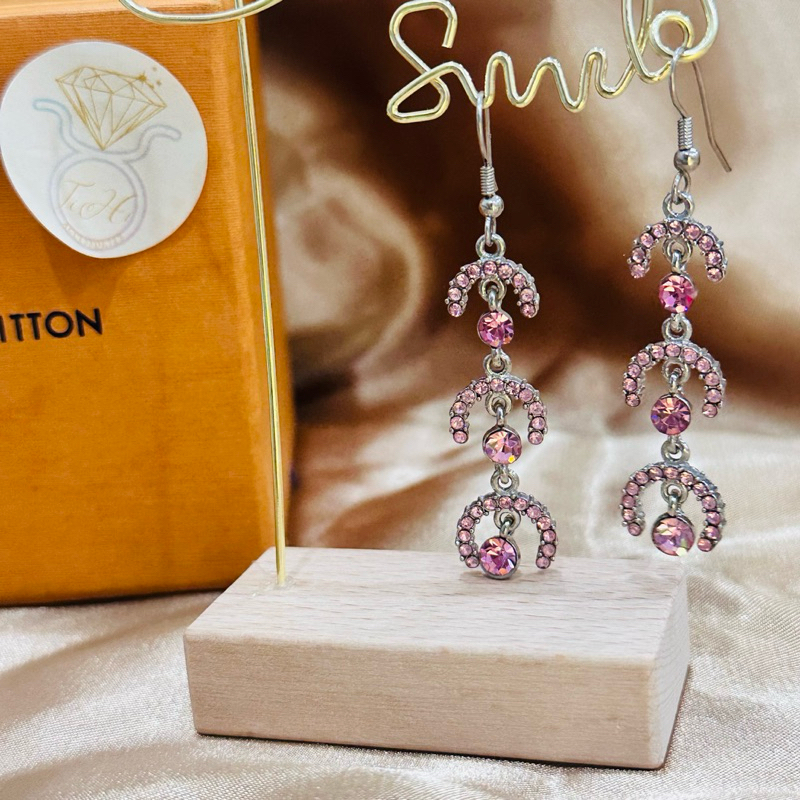 [TiHi Jewelry] Vintage Y2K Long earrings with sparkling pink stones, trendy and stylish