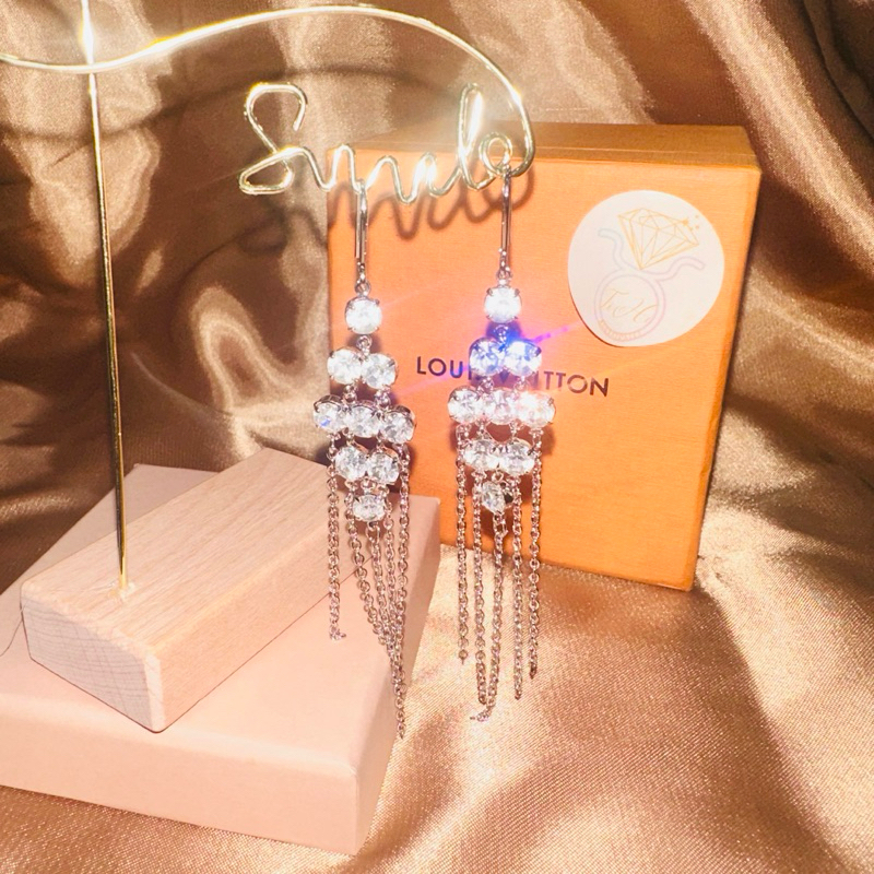 [TiHi Jewelry] Vintage Y2K Long earrings with sparkling diamond-shaped stones and stylish tassels