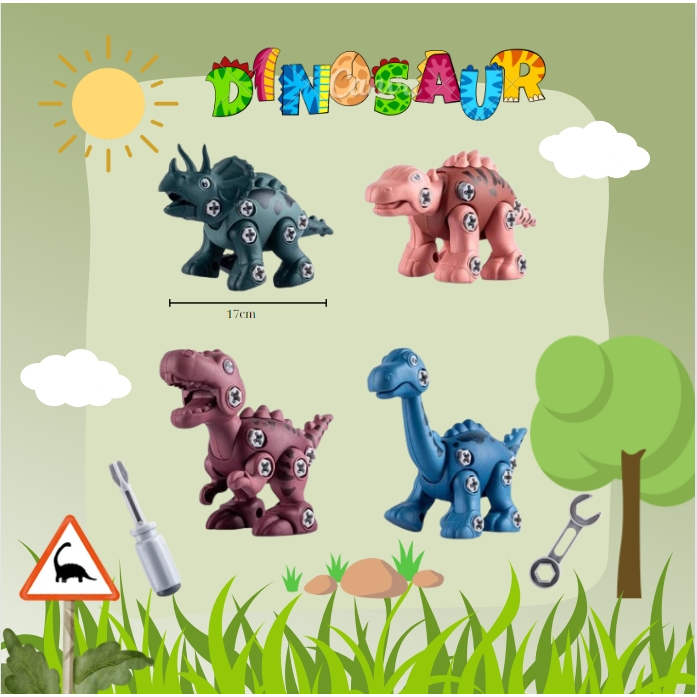 NDP Dinosaur Toys assembled with screwdrivers for children - Toys set of 4 Assembled Dinosaurs