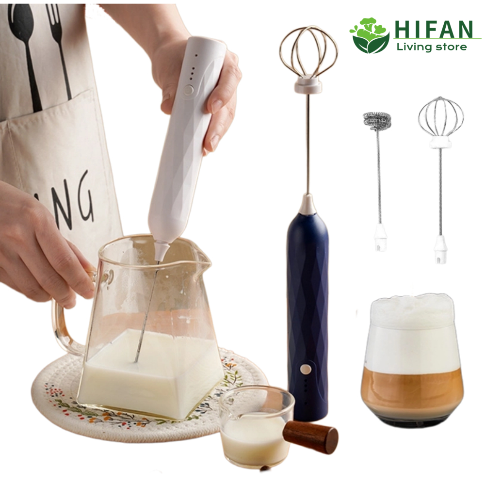 Portable Coffee Foaming Machine, 3-Speed USB Charging Egg And Milk Beater, With 2 Dedicated Whisks