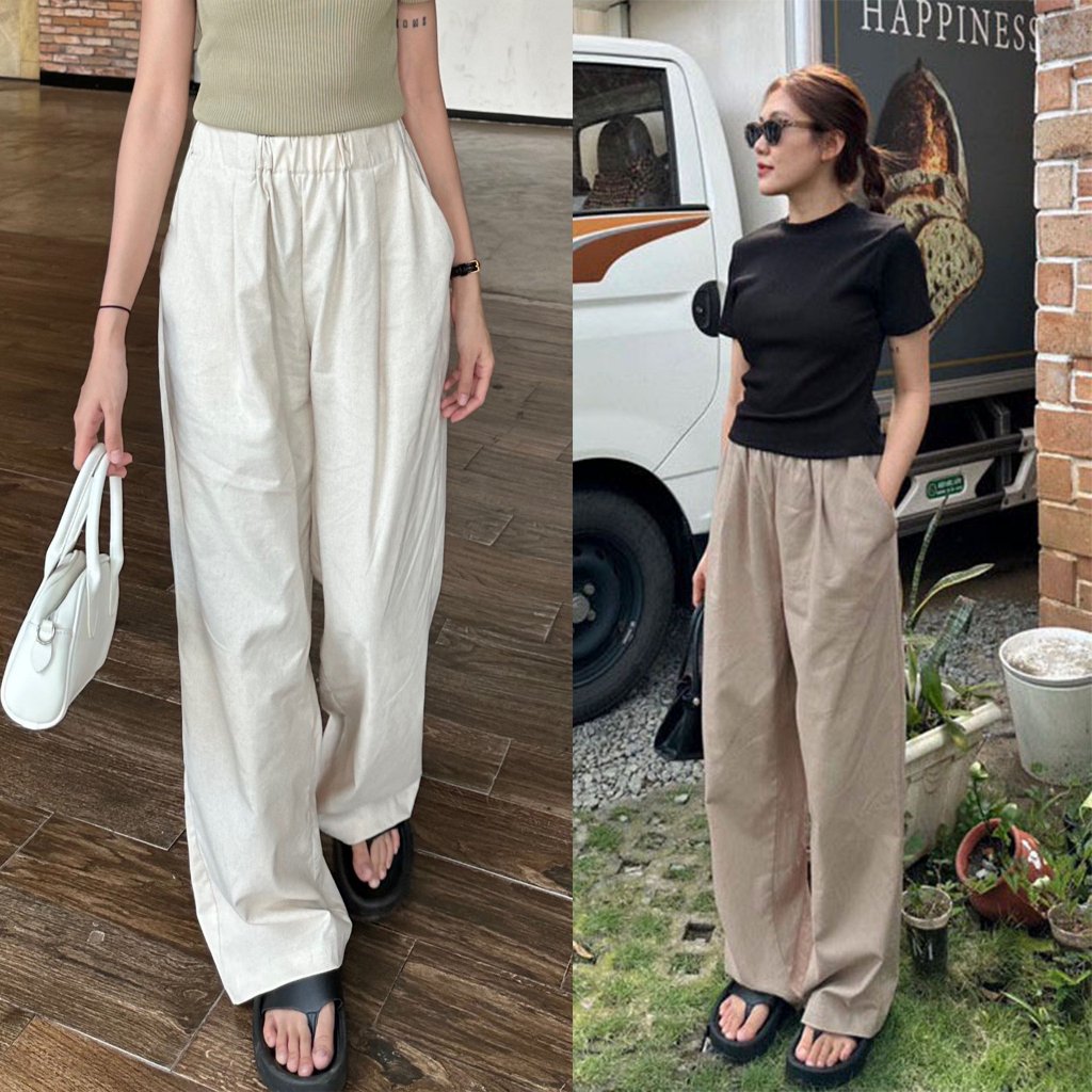 High Quality Linen Wide Leg Pants, Cool and Beautiful Basic Straight Pants