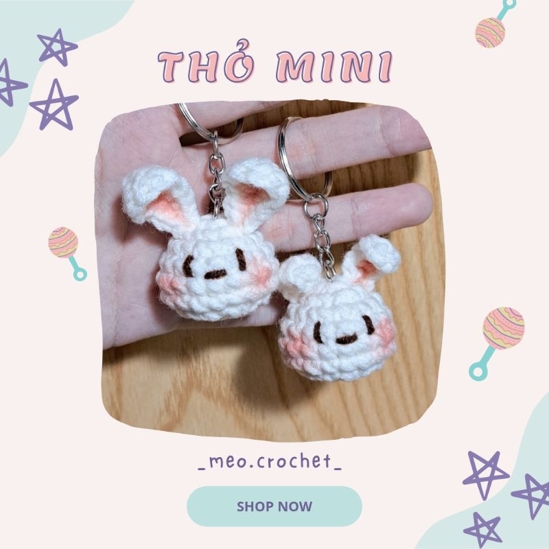 Mini Rabbit wool keychain