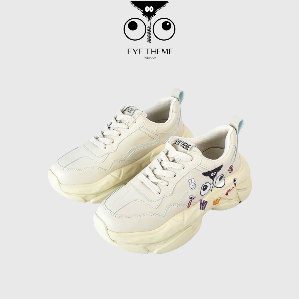 【 Genuine EYETHEME 】Cream White Active Sports Shoes A145T - Big Ball Chunky Sneaker