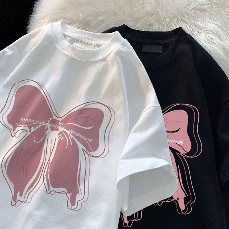 Super beautiful, super hot PINK bow T-shirt Haiphuc