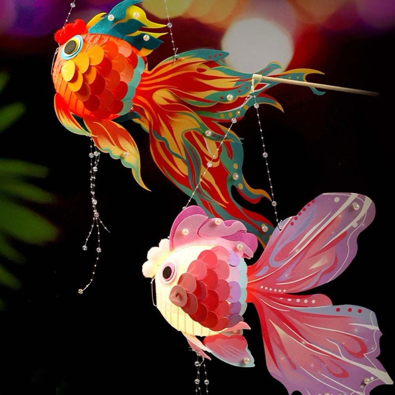 Jeweled carp mid-autumn lantern - many pictures with handheld, for children, hot trend 2024