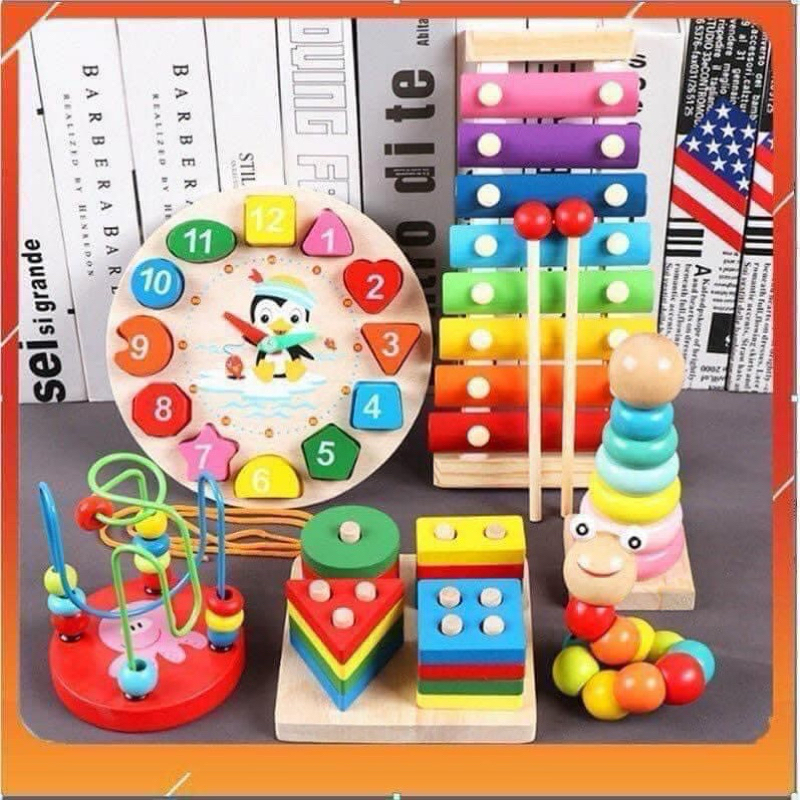 Set of 6 Smart Wooden Toys to Develop Baby's Thinking