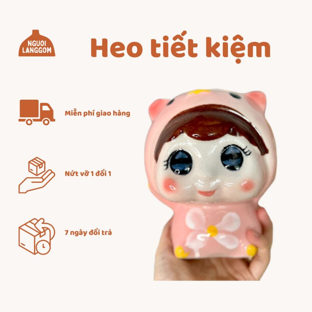 Piggy bank savings piggy bank - Porcelain doll - Bat Trang
