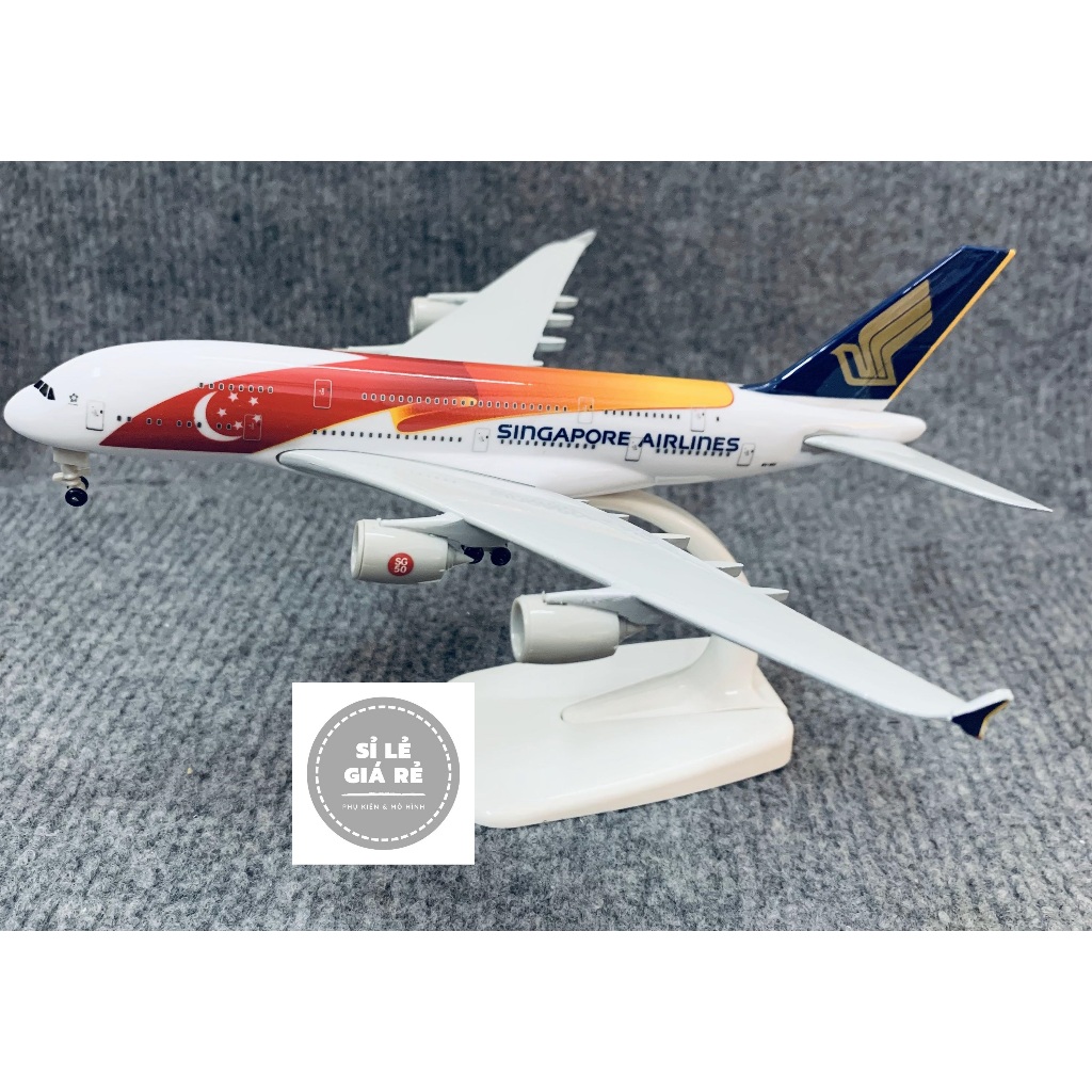 Aircraft "AIRBUS 380-800 SINGAPORE" AIRLINES LIVERY 50 YEARS MEMORIAL, HIGH QUALITY ALLOY MATERIAL FULL ACCESSORIES TO THE SAME