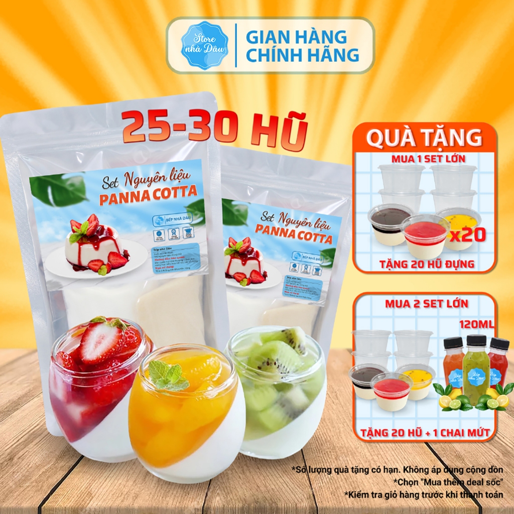 Panna Cotta Making Set 25-30 Jars Strawberry House Shop Panna Cotta Set 3 Delicious Strawberry, Passion Fruit, Blueberry Flavors