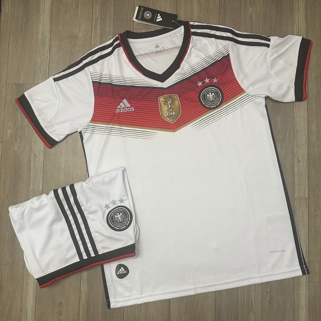 German Team Football Shirt 2014 White Court Retro Style - Thai Polyester Spiky Fabric