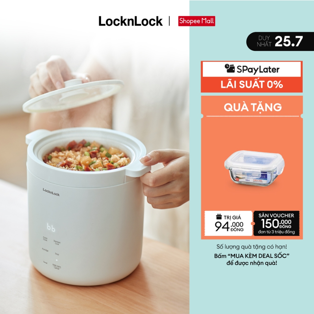 LOCK & LOCK Lock& mini rice cooker mini rice cooker EJR314IVY 0.6L multifunctional mini rice cooker, keep warm, timer, porcelain Enamel