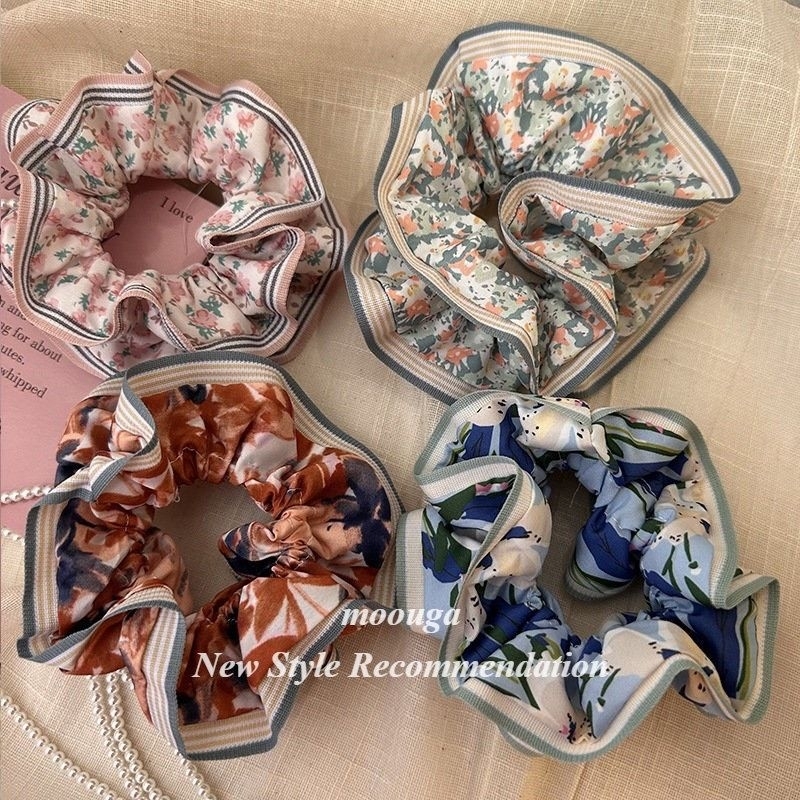 Luxury French flower Scrunchies - High-end fashion hair ties for more outstanding style.