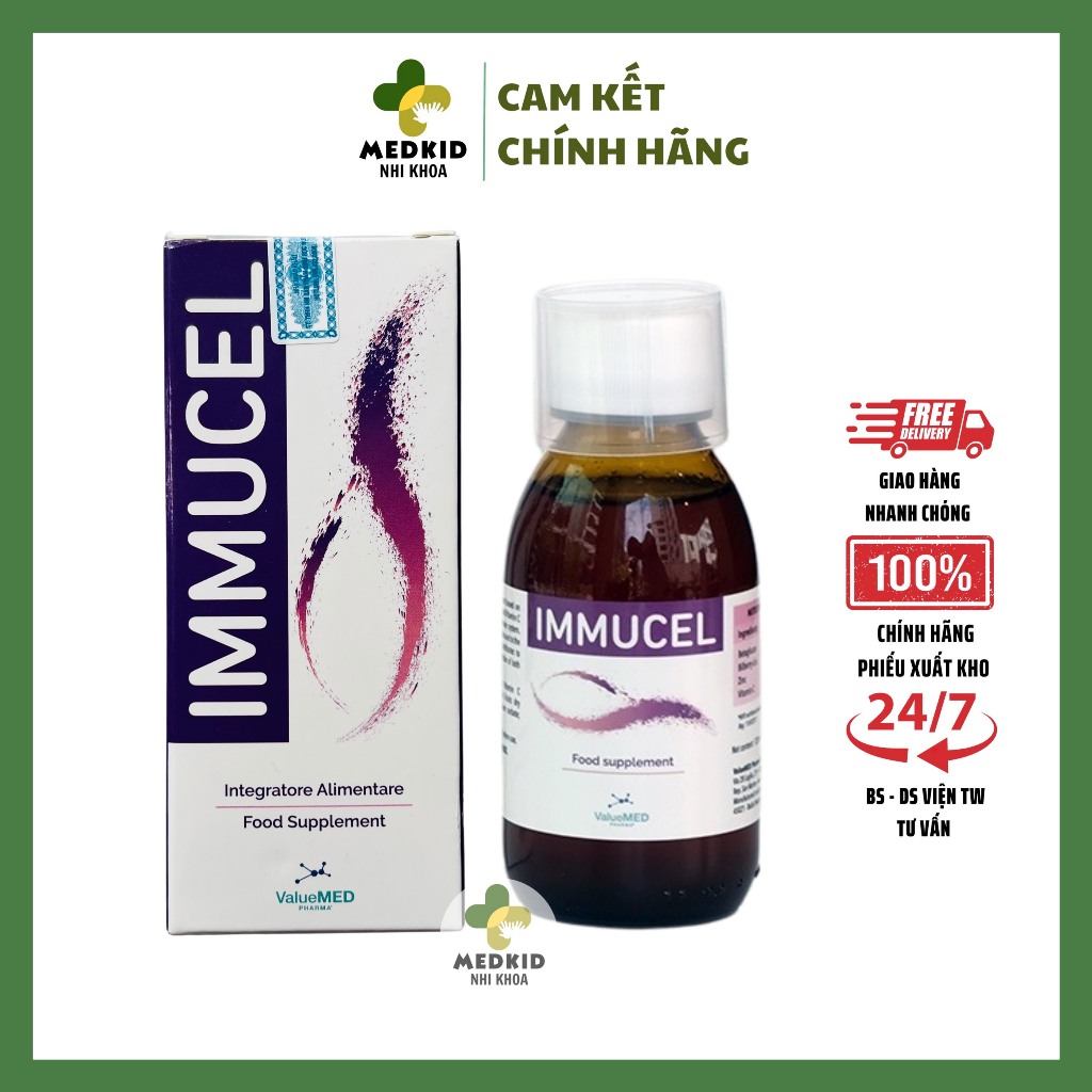 Immucel Syrup - Supports To Strengthen The Body'S Resistance, Helps Reduce Morning Sickness For Children, NK Italia (120ml Bottle)