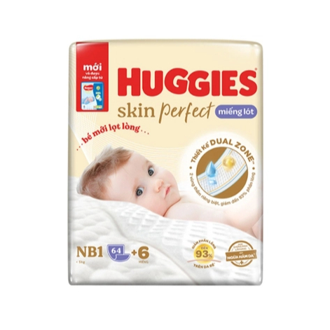 Huggies Skin Perfect newborn pads with 2 absorbent areas to reduce Skin irritation
