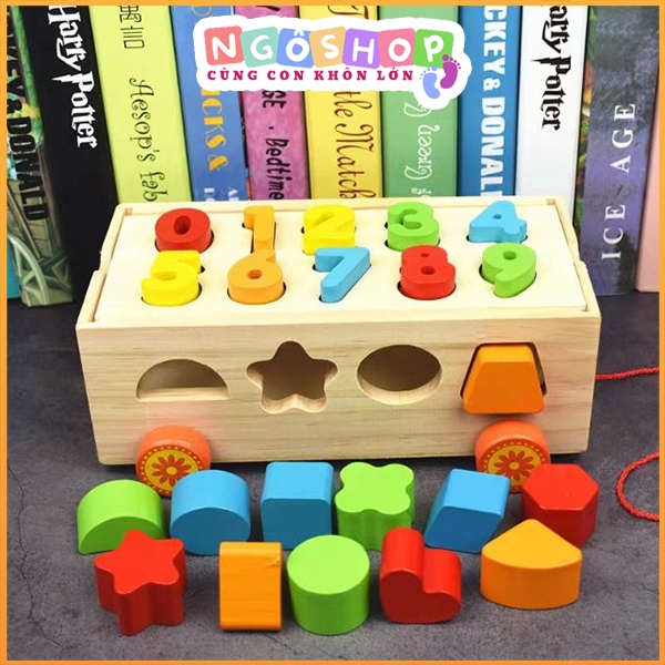 Baby Safe Wooden Number Drop Cube Tractor, Smart Educational Toys