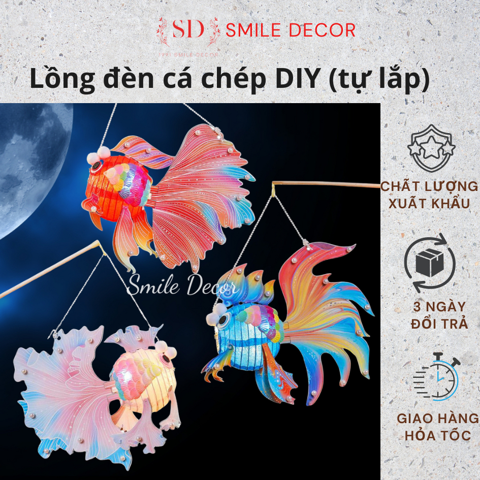 [Trend 2024] DIY Smile Decor jeweled carp lantern, self-assembled mid-autumn lantern toy for children