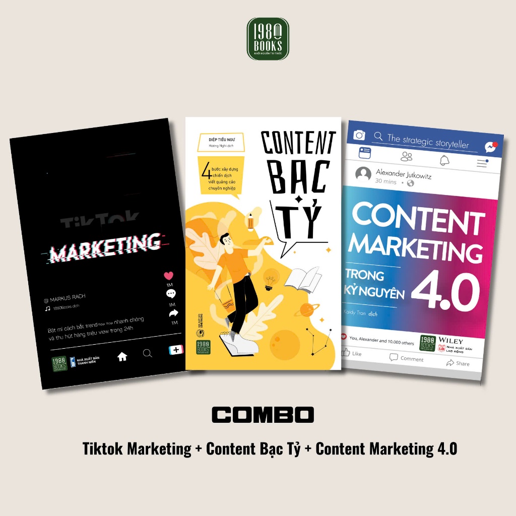 Book: Combo Tiktok Marketing + Billion Dollar Content + Content marketing in the 4.0 era