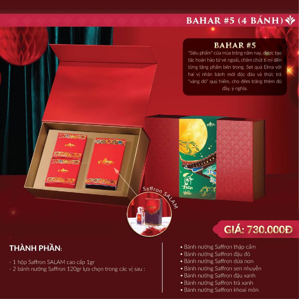 Bahar Saffron Mid-Autumn Festival gift Set with Vietnamese Saffron mooncake