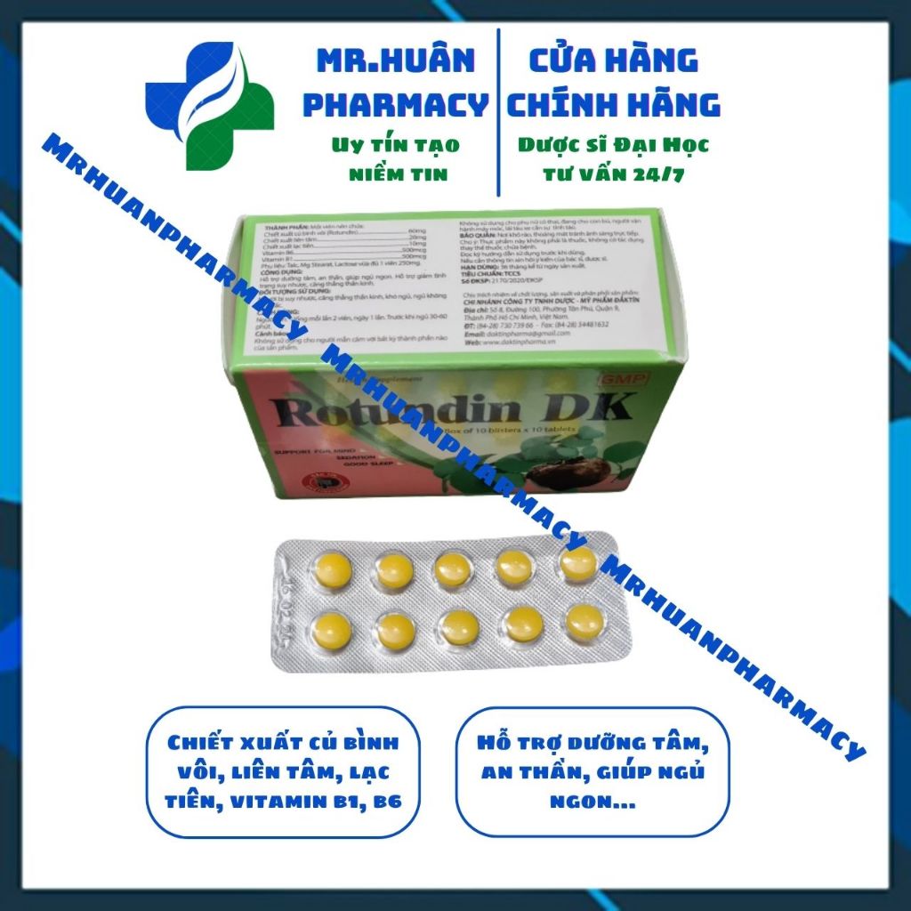 Rotundin DK (Box of 100 tablets) - Supports mental health, calms the mind, helps sleep well, reduces weakness