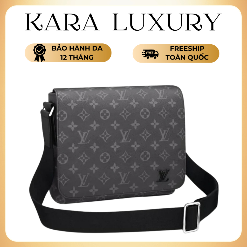 (Kara Luxury) Men's crossbody bag, PM District going out bag with Monogram pattern, thick genuine leather, full box VIP available for express delivery