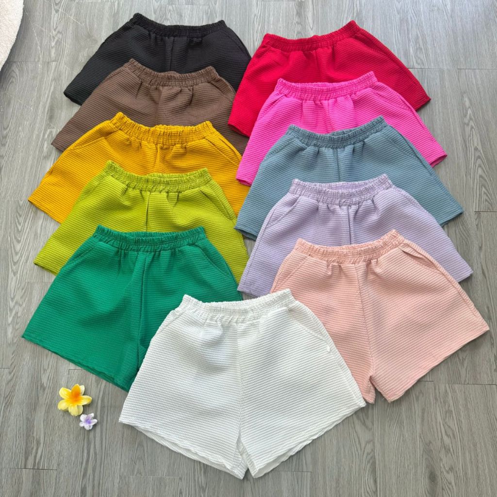 Women's big size puffy tatar shorts, A-shaped, elastic waist, square pattern, regular, super chic, hot style Q15