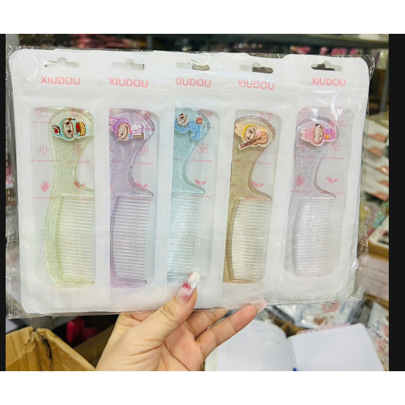 LABUBU charm Mini Hair Comb with Cute Cartoon Patterns for Girls, Convenient School Pocket Comb