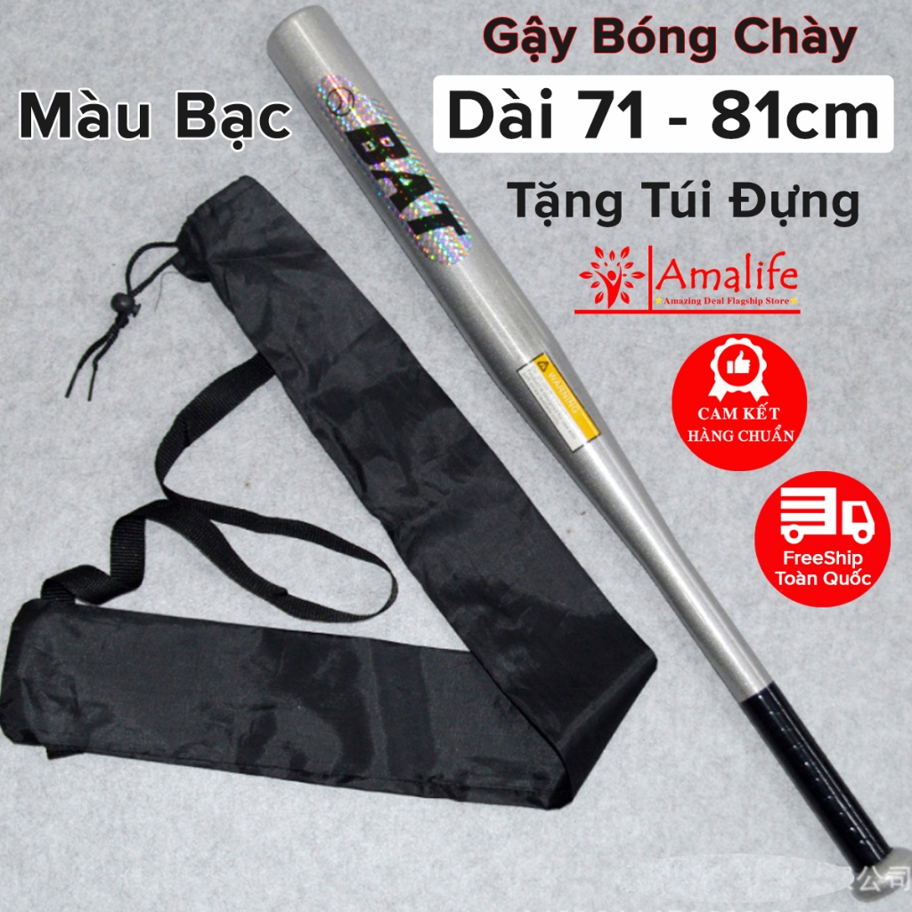 [Silver – Free Carrying Bag] Silver Baseball Bat 71 to 81cm Long Hard Steel – Comes with Specialized Baseball Bat Bag