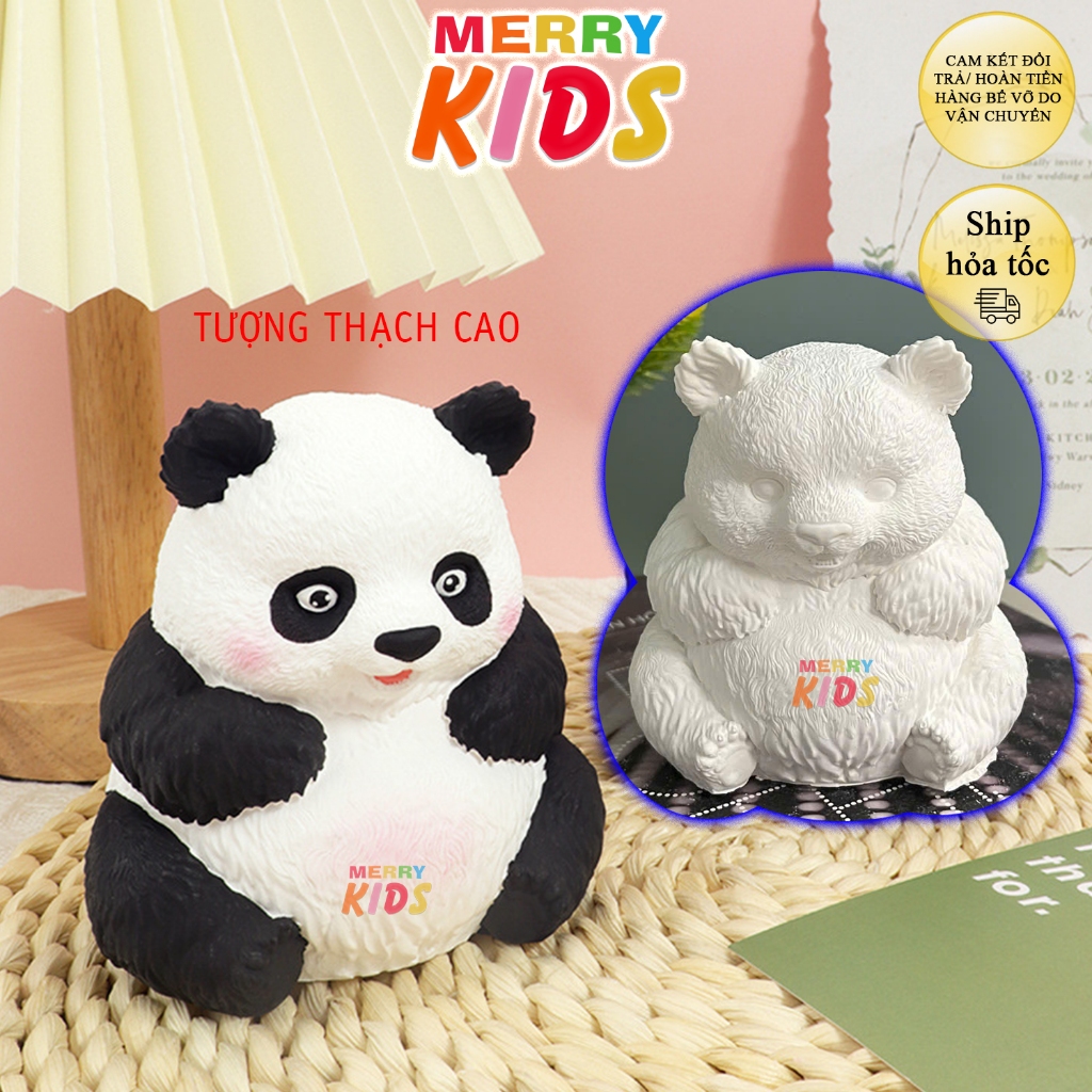 Panda Plaster Statue, Small Size, 9cm Height, MERRY KIDS Plaster Statue