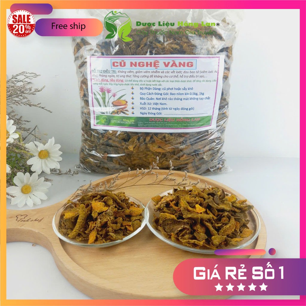 1kg pure dried yellow turmeric root slices - Hong Lan medicinal herb