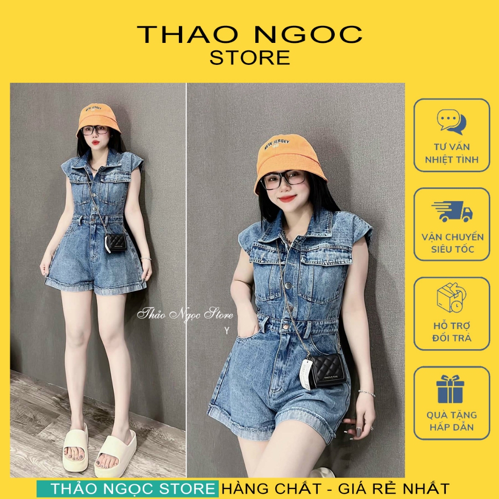 Jump short jean for women Sleeveless 2 bags of THAO NGOC STORE