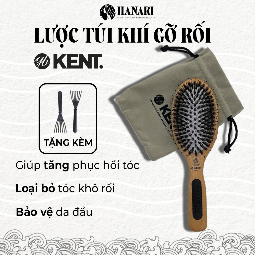 Kent Rubber Pad detangling airbag comb made from boar bristles, specialized massage hair comb - Hanari