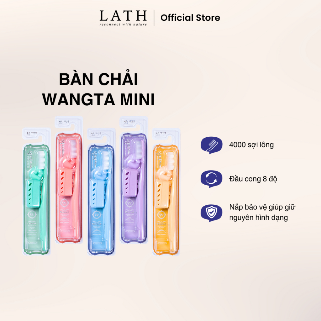 Korean Wangta Mini toothbrush, prevents cavities, cleans and whitens teeth, has protective cover, thin bristles