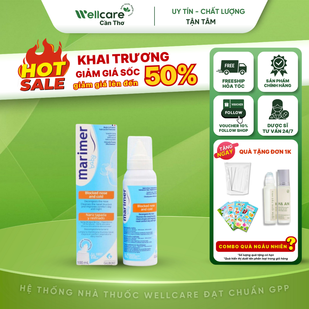 [OPENING GREAT GIFT] Marimer Baby nasal spray [Genuine] - 100ml spray bottle reduces nasal congestion, runny nose, cleans the nose