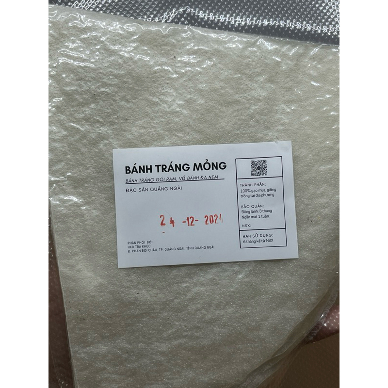 Quang Ngai rice paper wrapped in ram, thin rice paper 1 stack of 50 vacuum-sealed sheets, Handmade rice paper