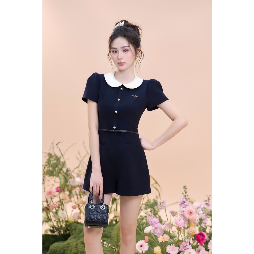 ZAMYSHOP - JUMP lotus collar with bow waist for elegant ladies going to work, going out, and walking around (SET)