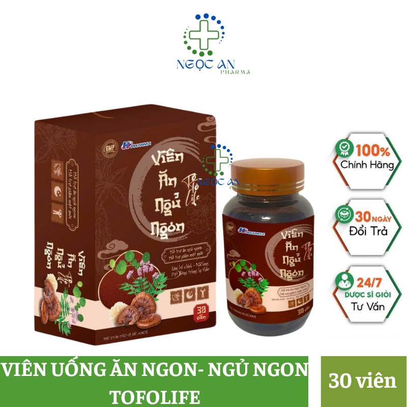 Tofolife good eating and sleeping pills, box of 30 pills, supports good eating, good sleep, helps reduce fatigue due to poor appetite and lack of sleep