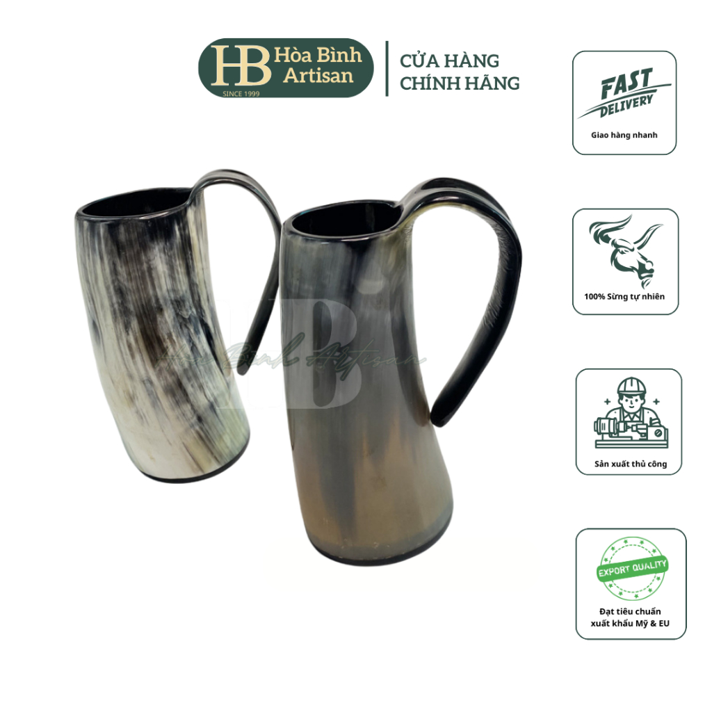 Buffalo Horn Cup Mug - Hoa Binh Artisan - Product Made in USA & EU, 100% natural horn