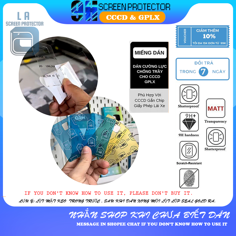 Protective sticker for CCCD / License / Apartment magnetic card / Vehicle parking magnetic card / 9H flexible nano scratch protection