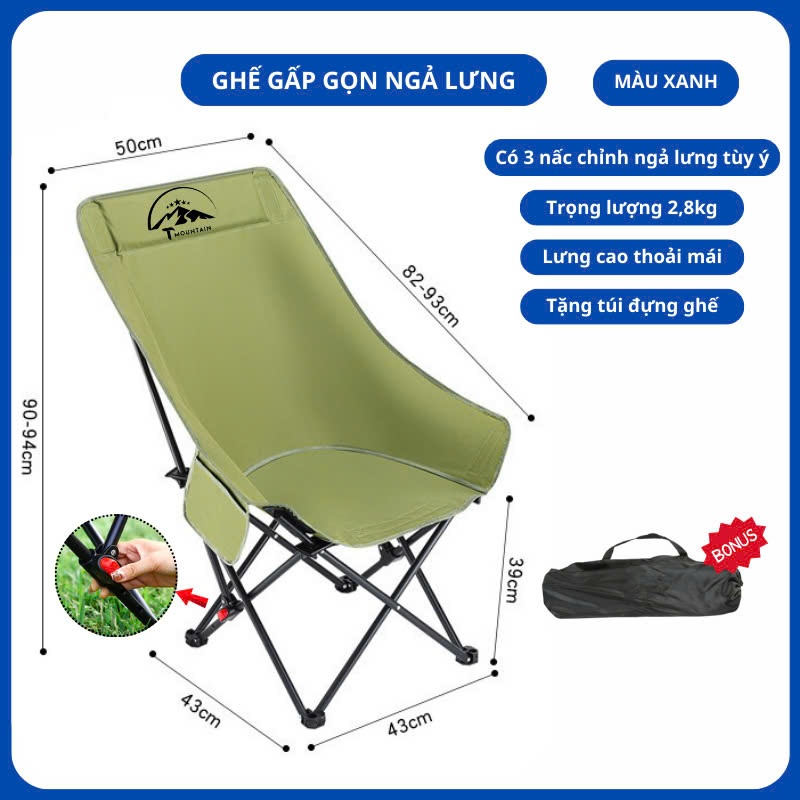 YATASMART Folding Camping Chair for Traveling, Backpacking, Hospitaling, and Convenient Office with 3 Reclining Steps